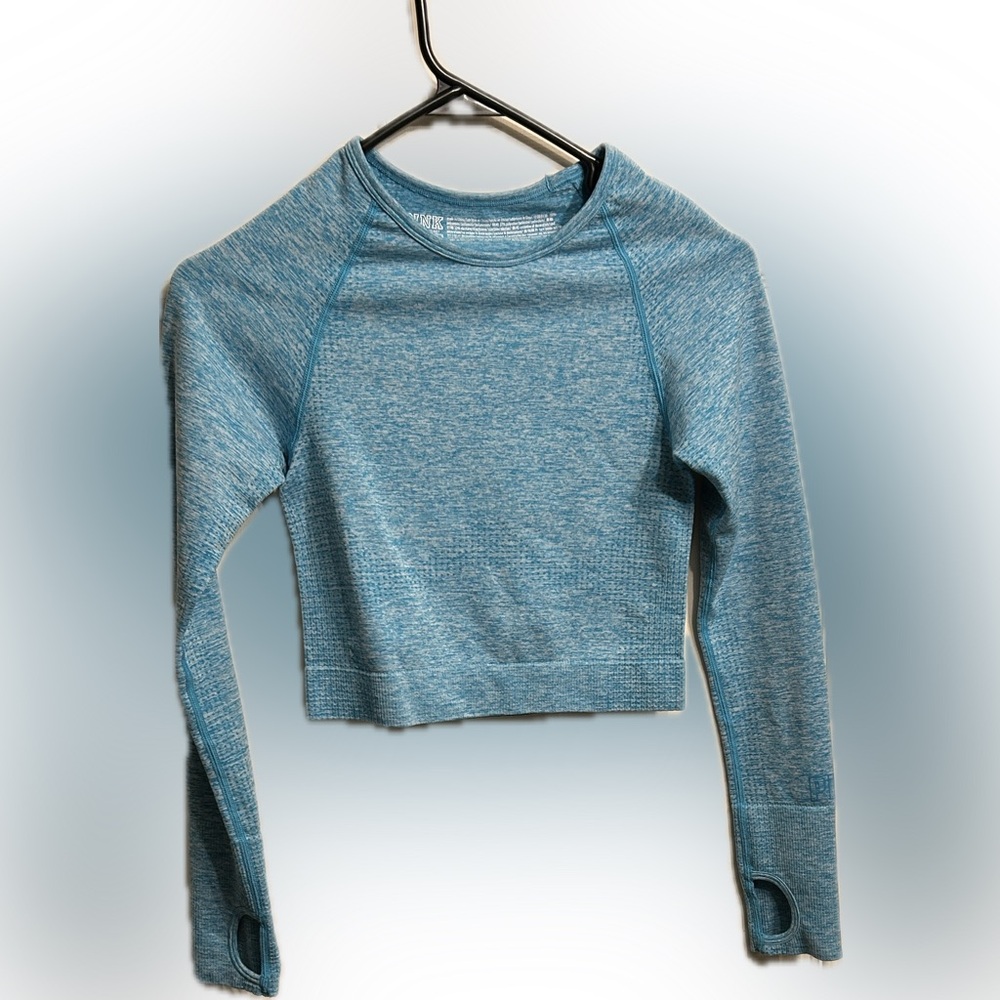 VS PINK Blue Long Sleeve Women's Top Cropped